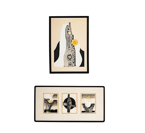 Reika Iwami: Two Works: Buyer's Premium is 25% on Abell.com Buyer's Premium is 28% on Liveauctioneers.com including a triptych and a single framed image, each image signed, dated and numbered lower, longest frame: 25 3/4 x