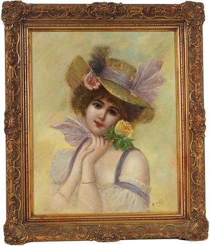 Adolphe Philippe Millot, French, 1857 - 1921, Woman with Rose (1 of 10)
