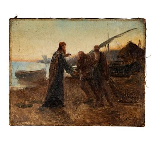 Antique Landscape of Figures by a Coast (1 of 7)