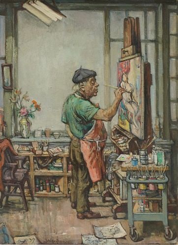 Philip Reisman, 1904-1992, Hal Frater-Master Painter: Buyer's Premium is 25% on Abell.com Buyer's Premium is 28% on Liveauctioneers.com oil on canvas, signed to the lower left, titled on verso, canvas: 30 x 22 in., frame: 38 1/2 x 30 1/2 in.