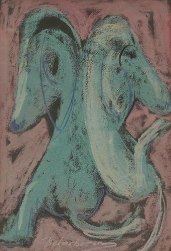 Nahum Tschacbasov, 1899-1984, Two Horses: Buyer's Premium is 25% on Abell.com Buyer's Premium is 28% on Liveauctioneers.com pastel on paper, signed lower center, sight: 17 1/2 x 11.4 in., frame: 27 x 20 1/4 in.