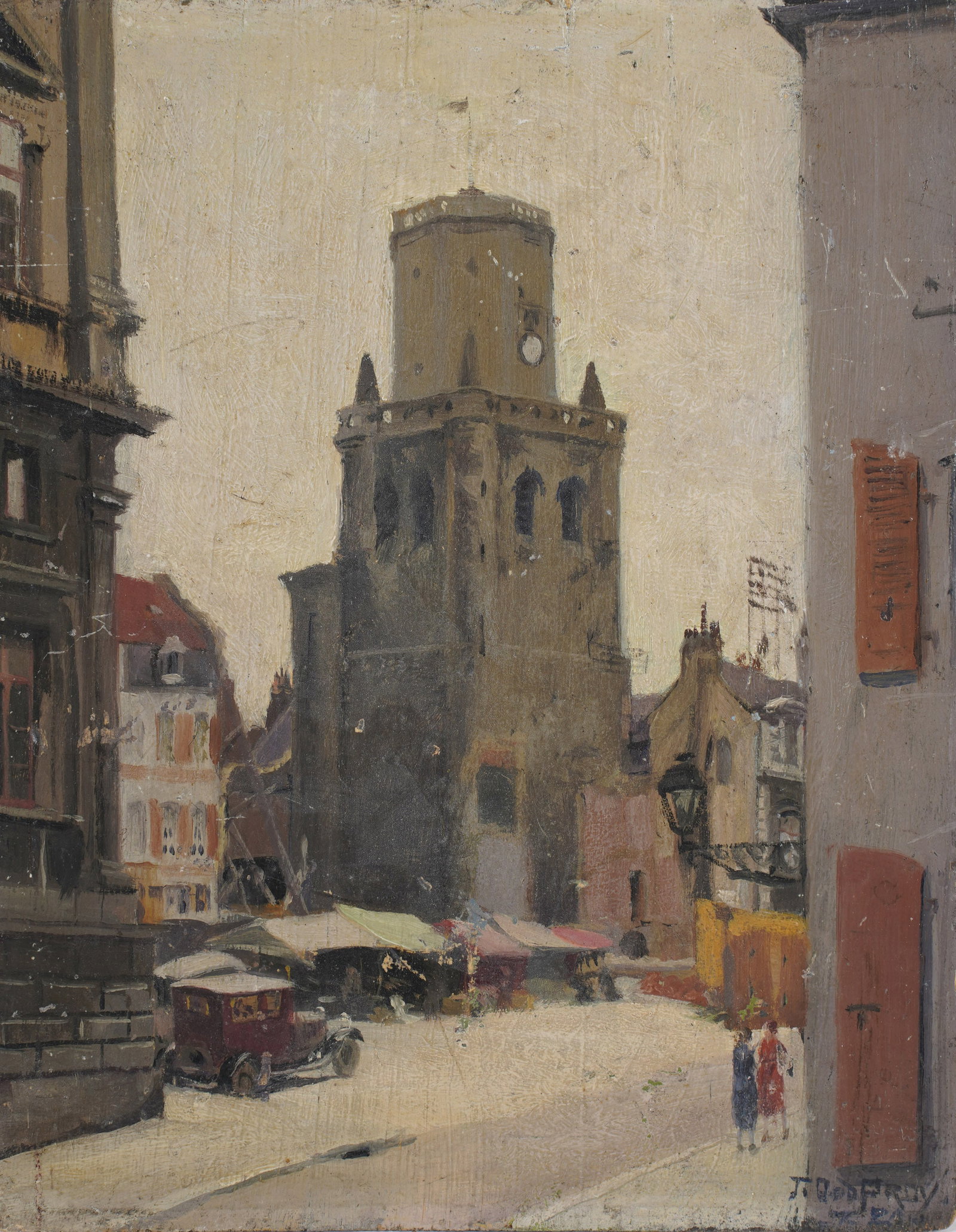 Eglise de Saint-Germain-des-Pres: oil on board, signed and dated illegibly to the lower right 10 3/4 x 8 1/2 in. (27.3 x 21.6 cm.)