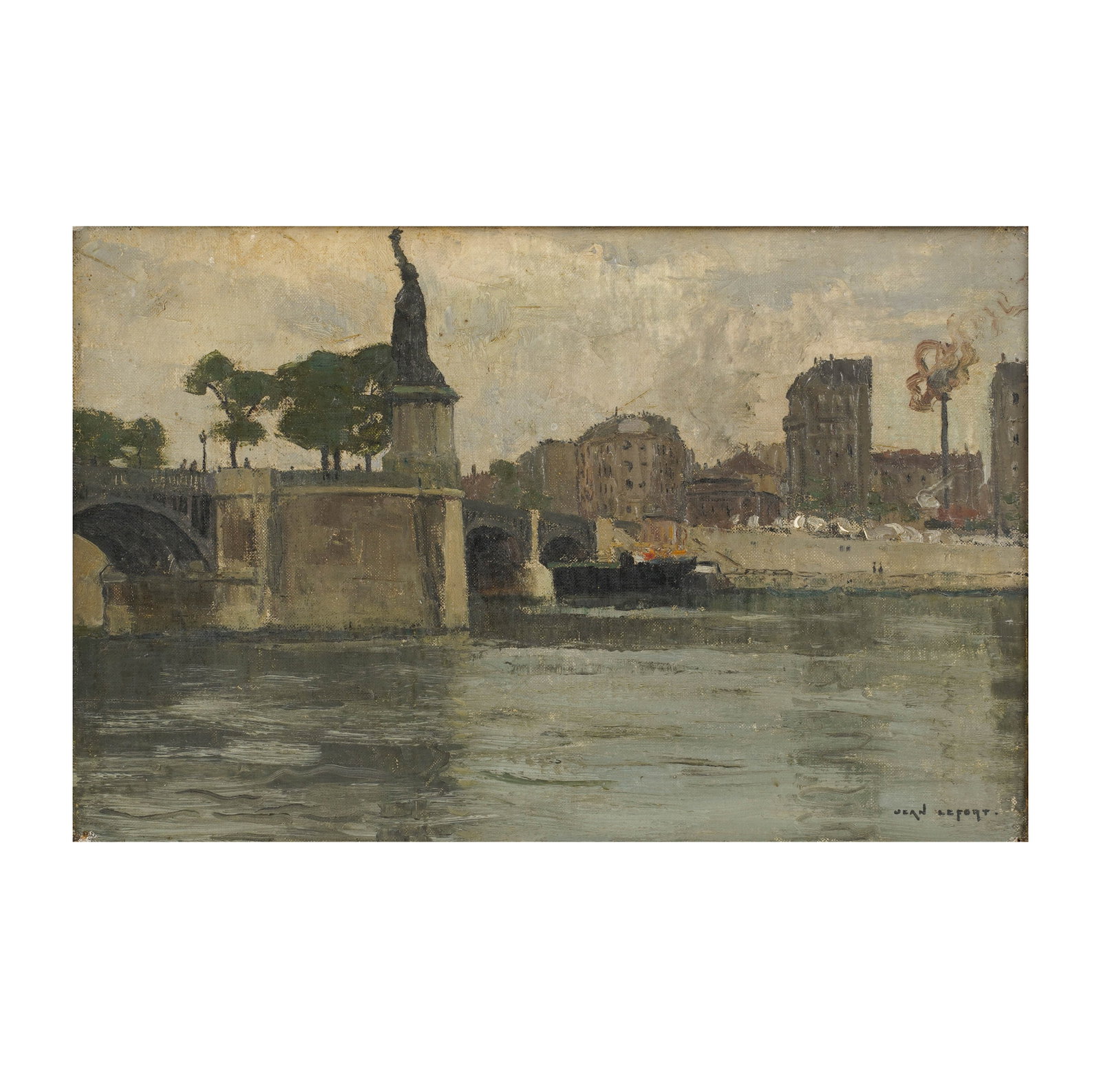 Jean Louis Lefort, France 1875-1954, Pont de Grenelle: oil on canvas signed to the lower right 8 1/2 x 12 3/4 in. (21.6 x 32.4 cm.), Frame: 12 x 16 1/4 in. (30.5 x 41.3 cm.)
