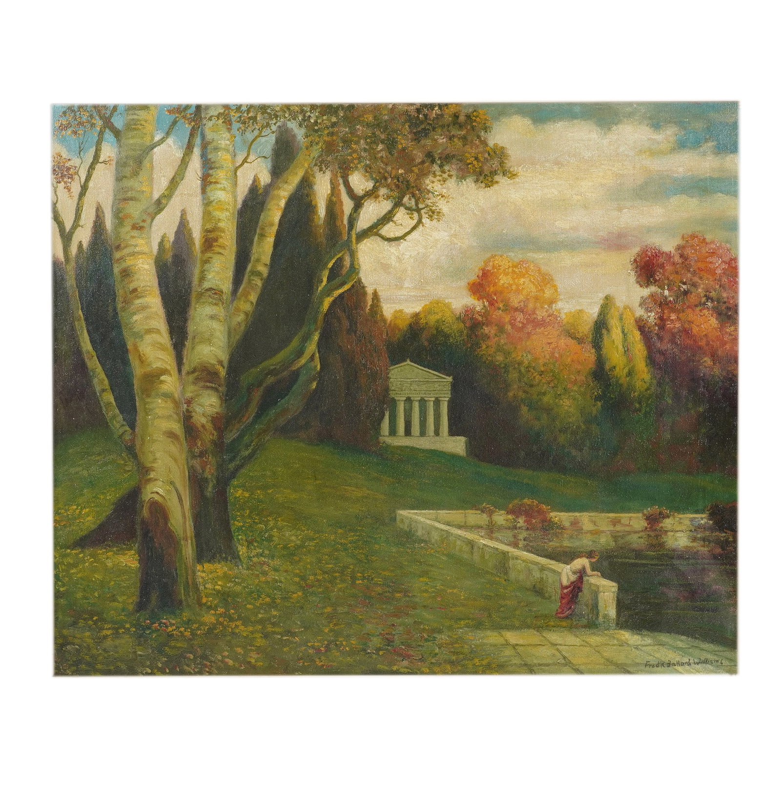Frederick Ballard Williams, 1871-1956, Garden Landscape: oil on canvas signed to the lower right Sight: 24 1/2 x 29 1/2 in. (62.2 x 74.9 cm.), Frame: 28 3/4 x 33 3/4 in. (73 x 85.7 cm.)