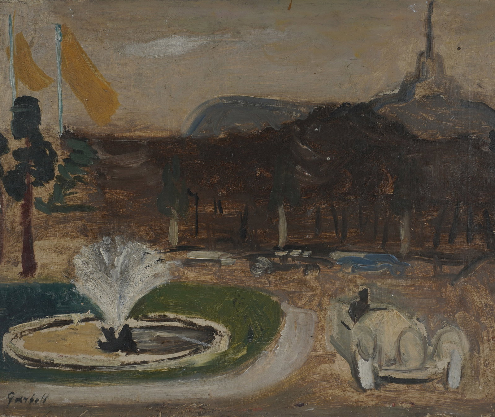 Alexander Garbell, 1903-1970, Grand Palais Voiture: oil on canvas signed to the lower left, signed and titled on verso Canvas: 13 x 16 in. (33 x 40.6 cm.), Frame: 14 1/4 x 17 1/2 in. (36.2 x 44.5 cm.)
