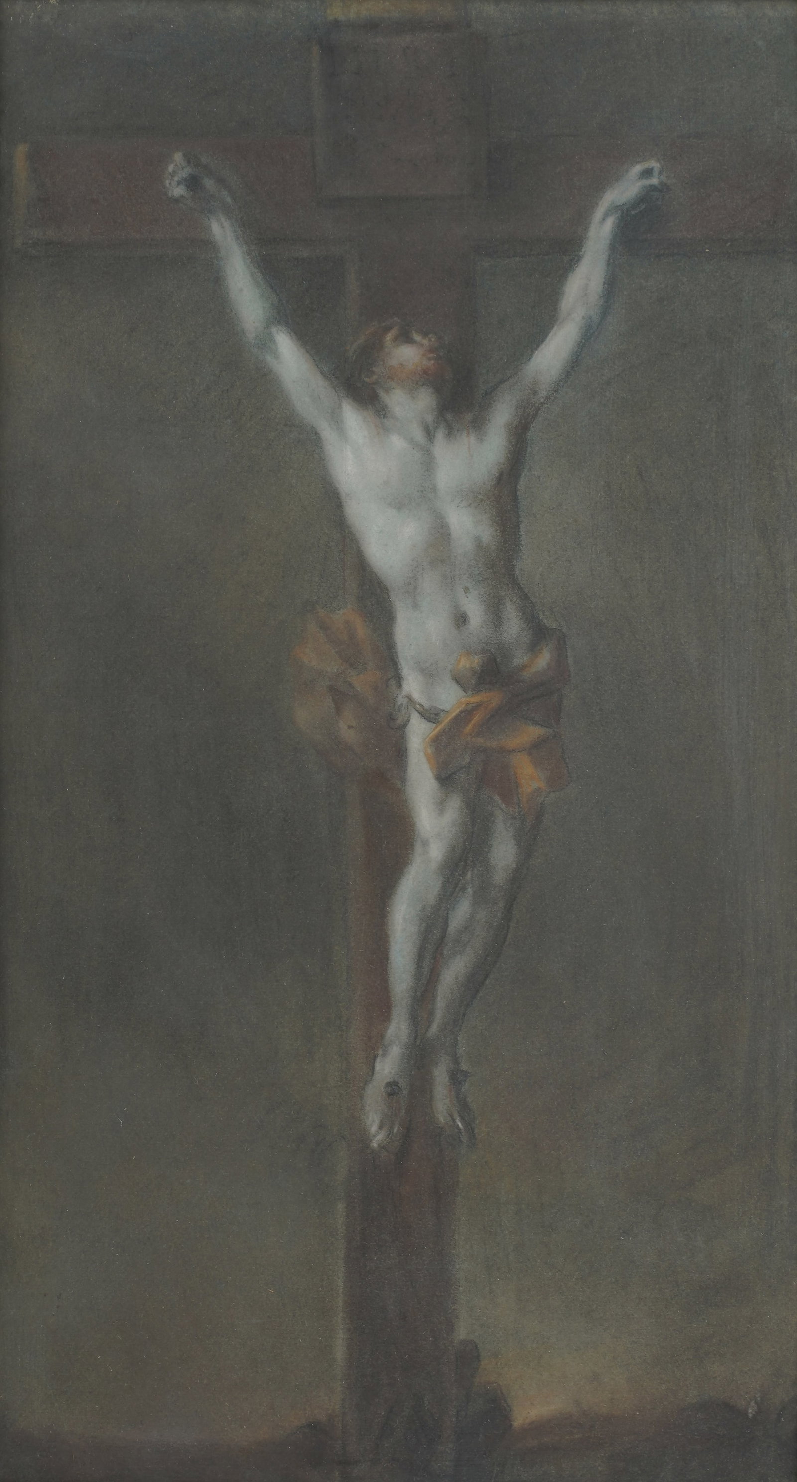 French School, Christ Crucified: pastel on paper Sight: 21 1/2 x 12 in. (54.6 x 30.5 cm.), Frame: 26 x 16 1/2 in. (66 x 41.9 cm.)