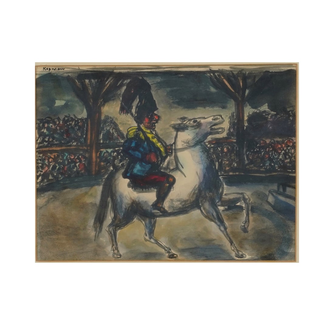 Benjamin D Kopman, 1887-1965, Circus Rider: watercolor on paper signed top left Sight: 7 3/4 x 10 1/4 in. (19.7 x 26 cm.), Frame: 16 1/4 x 19 1/2 in. (41.3 x 49.5 cm.)