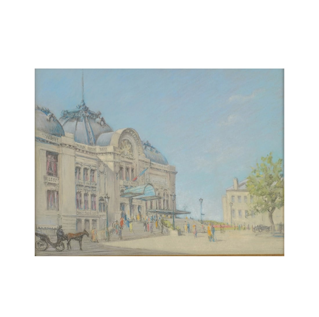 Charles Cundall, English 1890-1971, Trouville: pastel on paper titled to the verso sight: 7 x 9 1/2 in. (17.8 x 24.1 cm.), Frame: 15 1/4 x 17 1/2 in. (38.7 x 44.5 cm.)