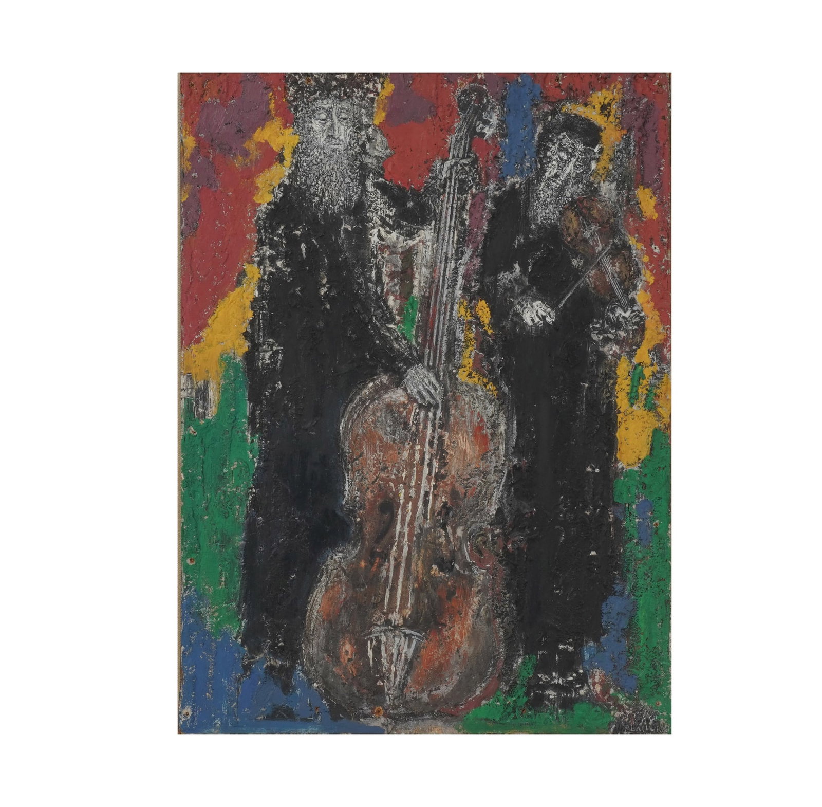 Zdzislav Lachur, Poland 1920-2007, Jewish Musicians: oil on Masonite signed lower right Board: 17 1/2 x 13 in. (44.5 x 33 cm.), Frame: 24 1/2 x 20 in. (62.2 x 50.8 cm.)