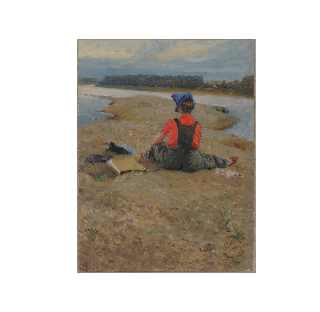 Morris Legat, En Plein Air: oil on cardboard Signed to the lower right, The Arkansas Arts Center exhibition label on verso Sheet: 13 x 9 3/4 in. (33 x 24.8 cm.), Frame: 25 3/4 x 21 3/4 in. (65.4 x 55.2 cm.)