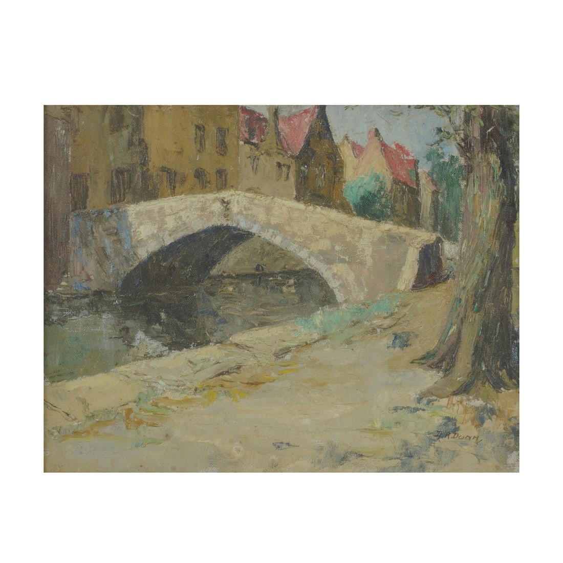 David Rankin Dunn, Pont de l'Hydromel: oil on artist board signed to the lower right Panel: 11 x 14 in. (27.9 x 35.6 cm.), Frame: 17 x 20 in. (43.2 x 50.8 cm.)