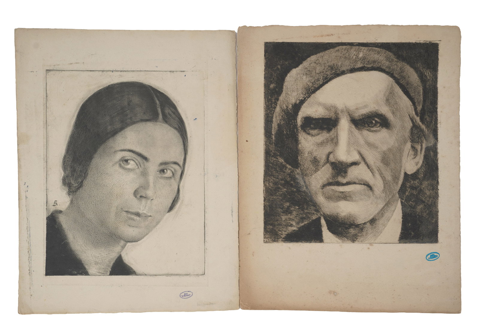 A Pair of Etchings: one double sided 13 x 10 in. (33 x 25.4 cm.)