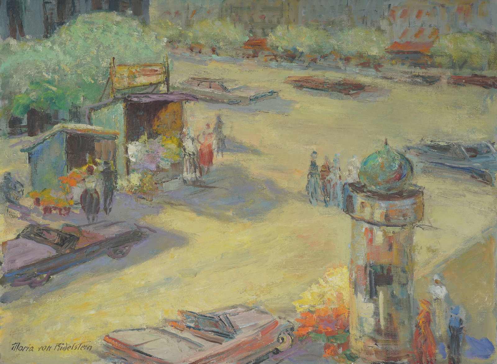 Maria Von Ridelstein, 1884-1970, Flower Market: oil on canvas signed to the lower left 18 x 24 in. (45.7 x 61 cm.)
