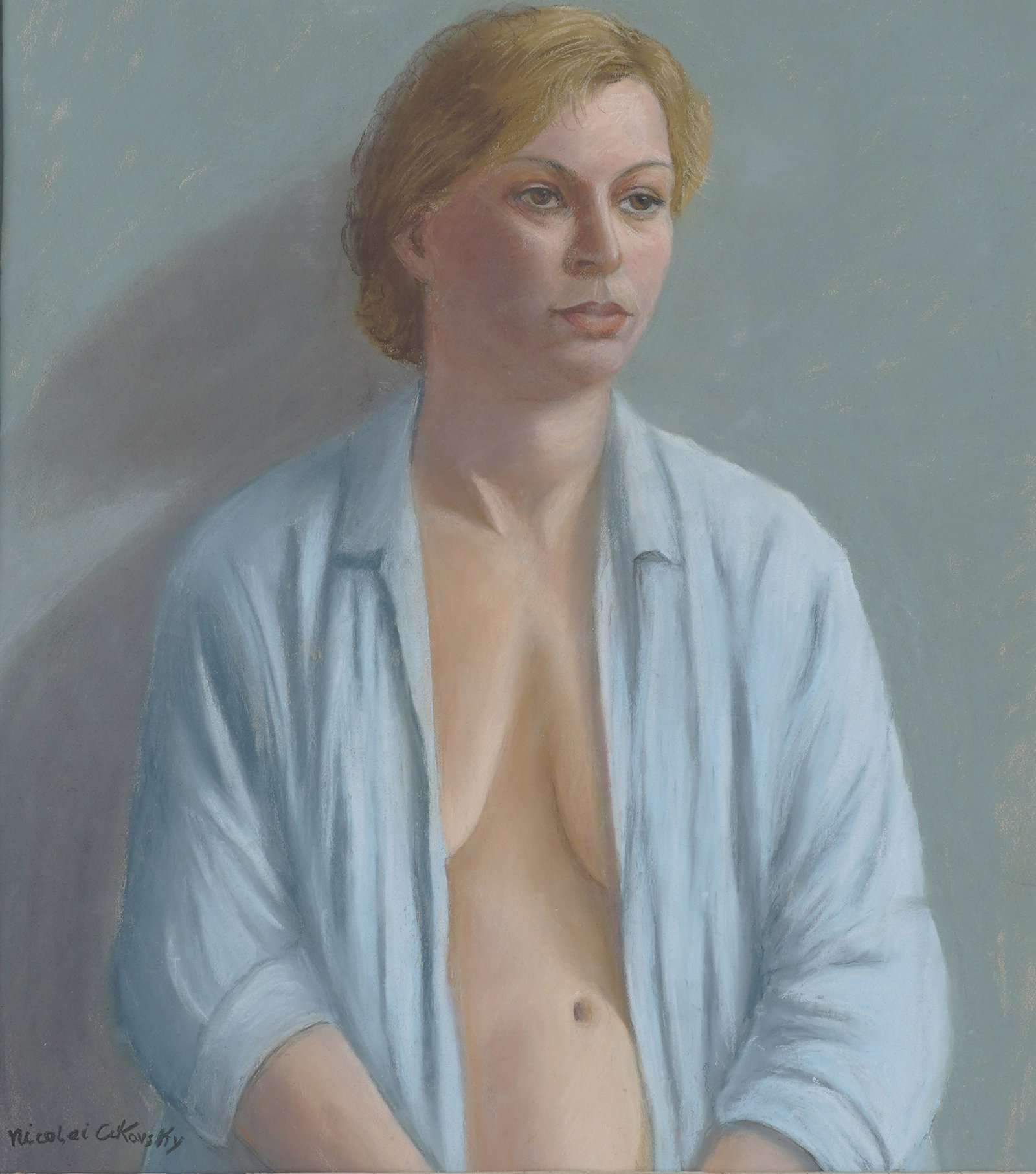 Nicolai S Cikovsky, American/Russian 1894-1984, Portrait of a Woman: Pastel on paper signed to the lower left 20 1/2 x 18 in. (52.1 x 45.7 cm.), Frame: 28 1/2 x 24 1/2 in. (72.4 x 62.2 cm.)