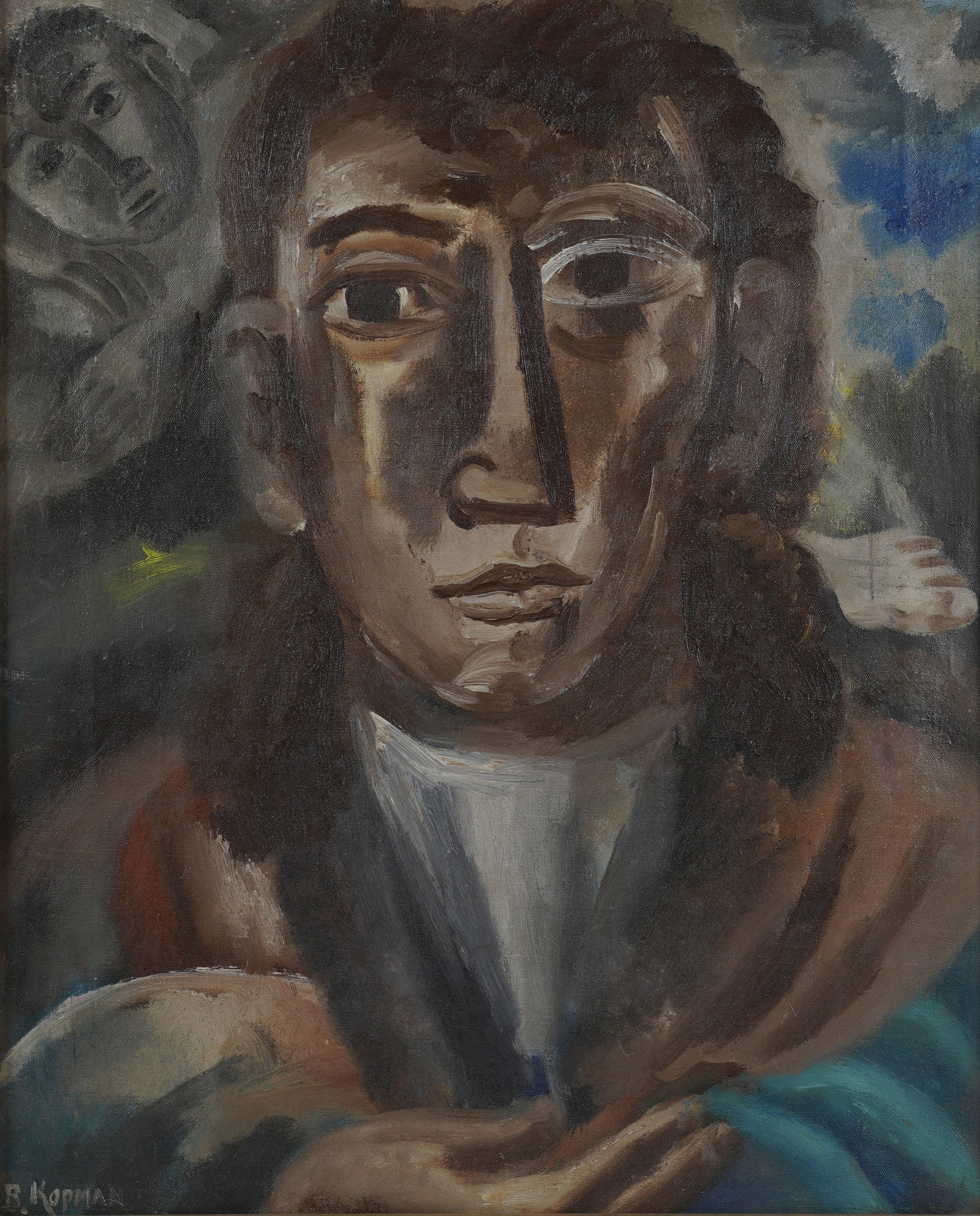 Benjamin D Kopman, 1887-1965, Portrait of a Man: oil on canvas signed to the lower left 22 3/4 x 18 1/4 in. (57.8 x 46.4 cm.), Frame: 26 3/4 x 22 1/2 in. (67.9 x 57.2 cm.)