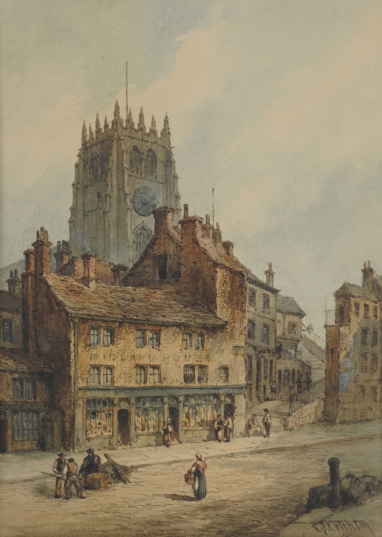 Neil Stuart Crichton, England , Bradford Street Scene: watercolor signed to the lower right Sight: 15 x 11 in. (38.1 x 27.9 cm.), Frame: 25 1/2 x 21 1/4 in. (64.8 x 54 cm.)