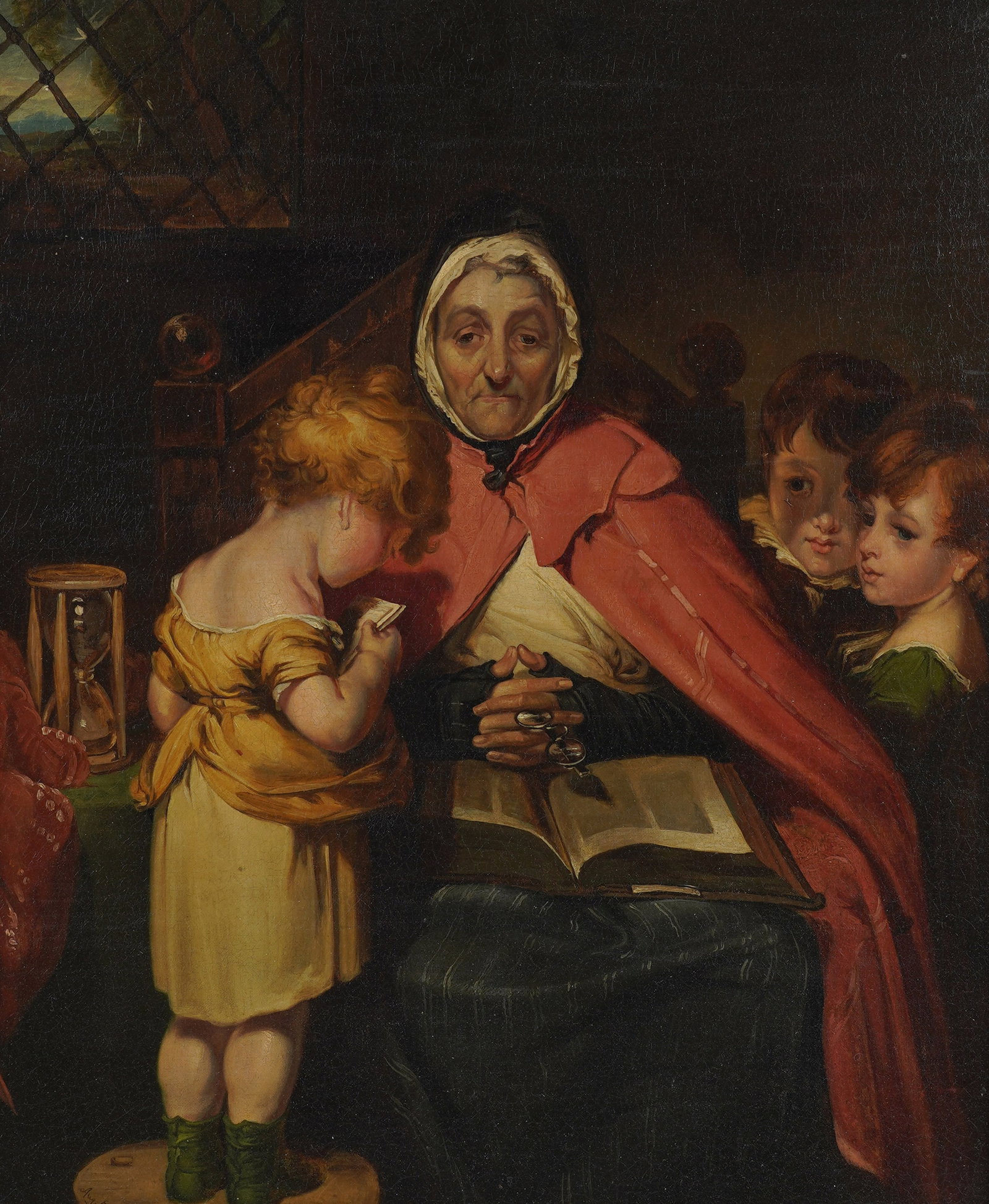 Augustus Leopold Egg, British 1816-1863, The New Pupil: Oil on canvas signed to the lower left 23 x 19 1/2 in. (58.4 x 49.5 cm.), Frame: 34 x 30 in. (86.4 x 76.2 cm.)