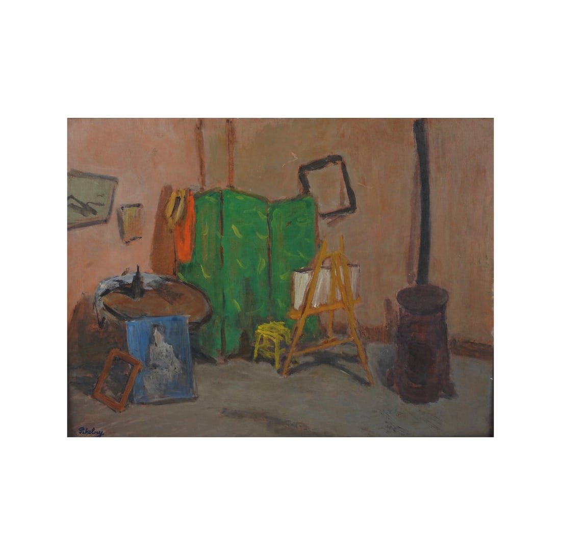 Robert Pikelny, Polish 1904-1986, The Artist's Studio: oil on Masonite signed to the lower left Board: 25 1/4 x 19 in. (64.1 x 48.3 cm.), Frame: 34 3/4 x 28 1/2 in. (88.3 x 72.4 cm.)