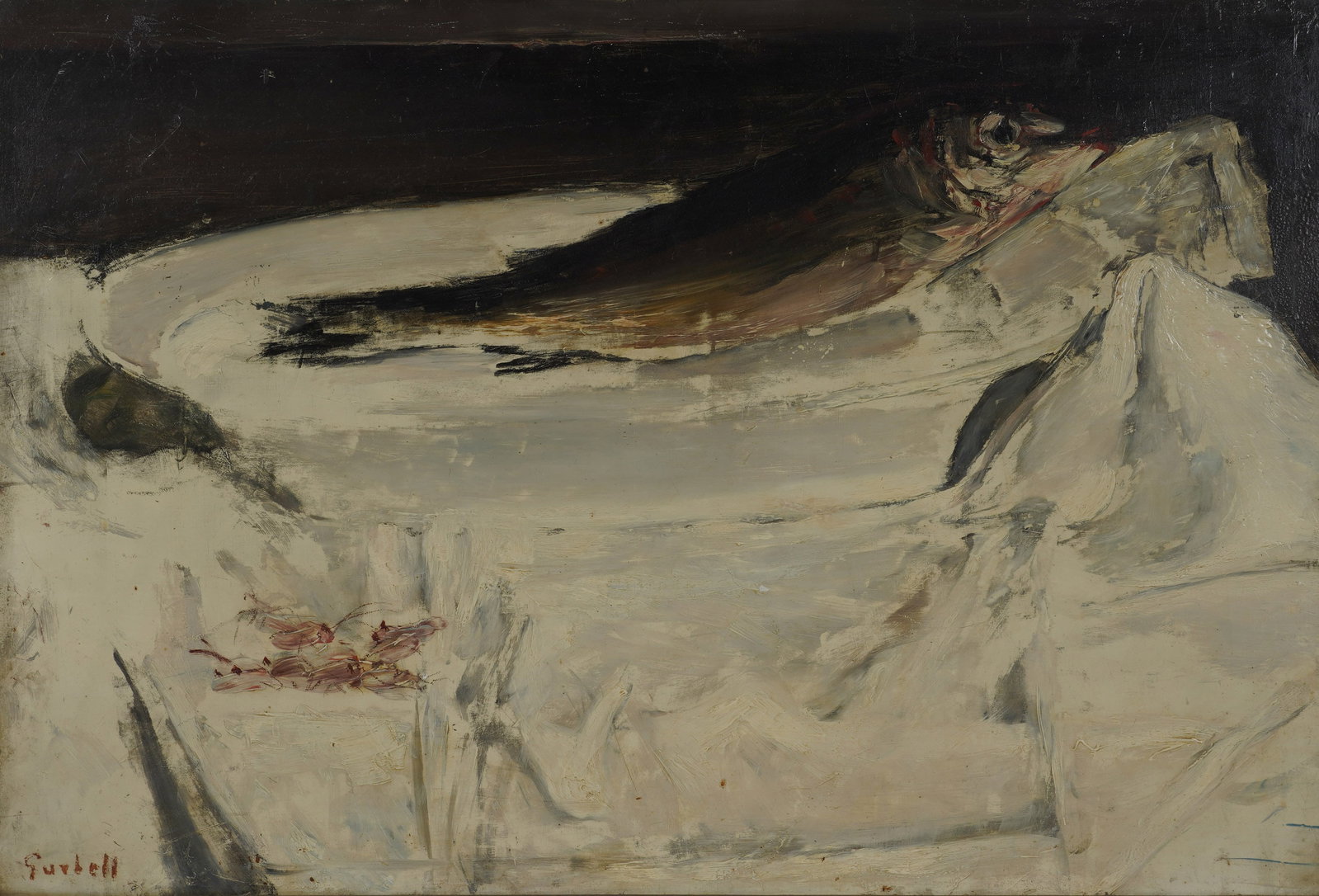 Alexander Garbell, 1903-1970, Still Life with Fish: oil on canvas Signed to the lower left 19 3/4 x 28 3/4 in. (50.2 x 73 cm.), Frame: 26 1/2 x 35 3/4 in. (67.3 x 90.8 cm.)