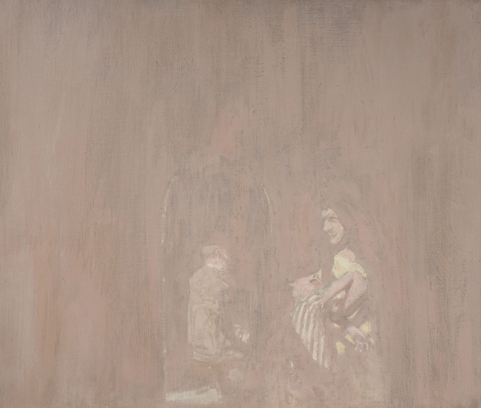 Jerome Witkin, New York 1939, The Family: Oil on canvas 1961, signed, titled, and dated on verso 21 3/4 x 25 3/4 in. (55.2 x 65.4 cm.), Frame: 22 x 26 in. (55.9 x 66 cm.)