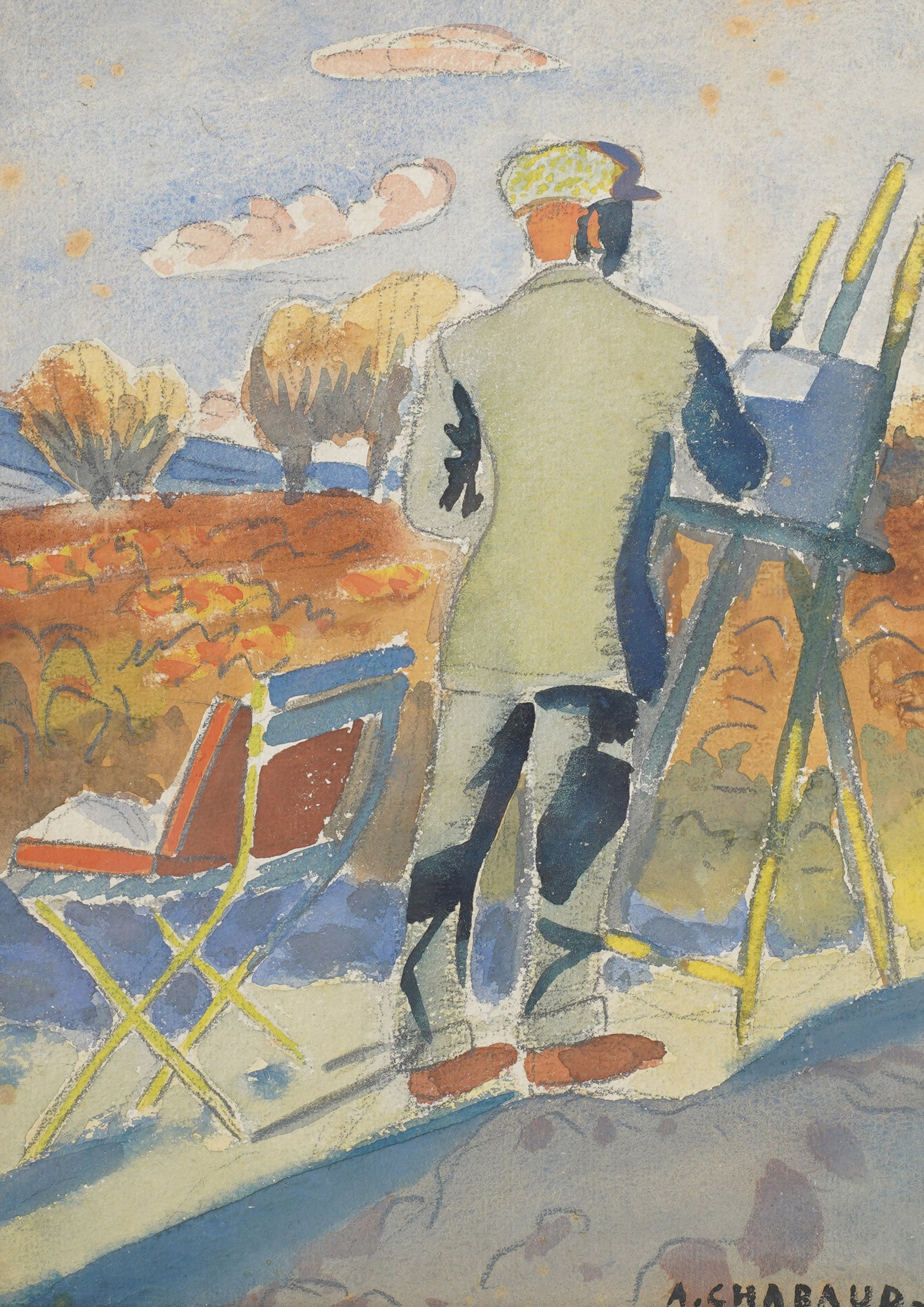 Auguste Chabaud, 1882-1955, Plein Air Artist: watercolor Signed to the lower right 10 3/4 x 8 1/4 in. (27.3 x 21 cm.), Frame: 17 1/2 x 15 in. (44.5 x 38.1 cm.)