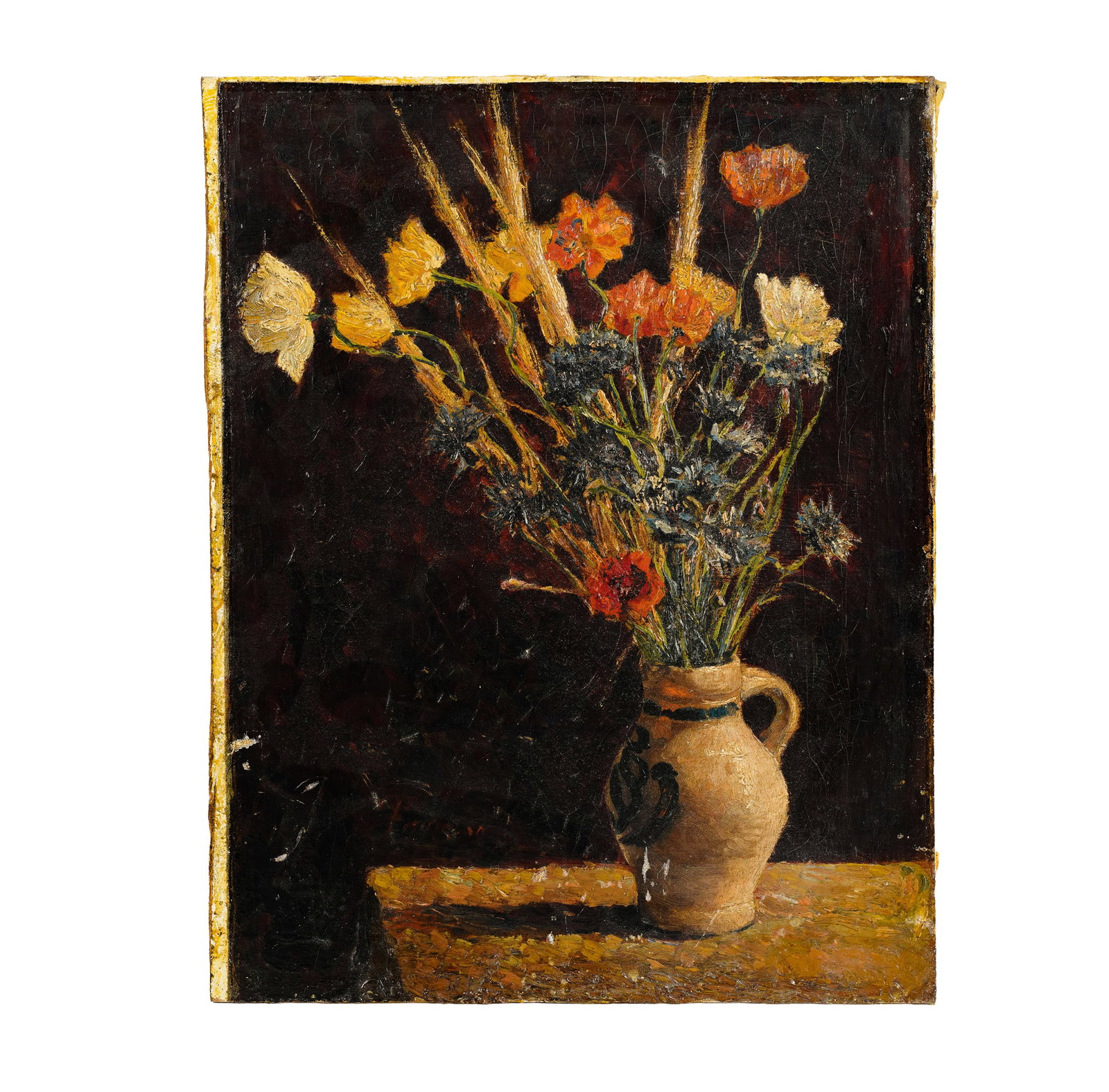 Floral Still Life: oil on canvas laid to artist board, no signature visible 18 1/2 x 14 1/2 in. (47 x 36.8 cm.)