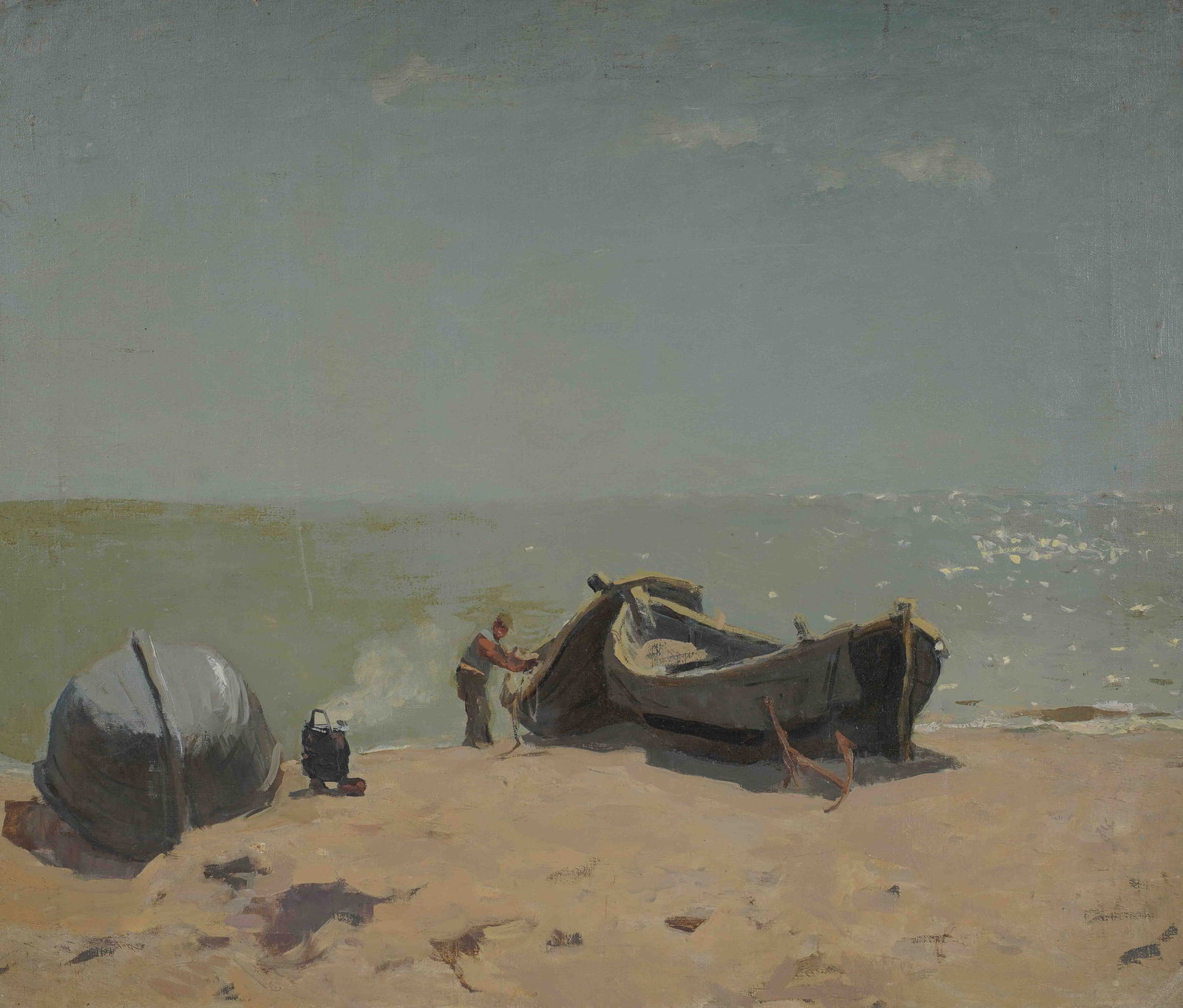 Anatolij Vladimirovic Kokorin, 1908-1989, Boats: oil on canvas signed and titled on verso 21 x 25 in. (53.3 x 63.5 cm.)