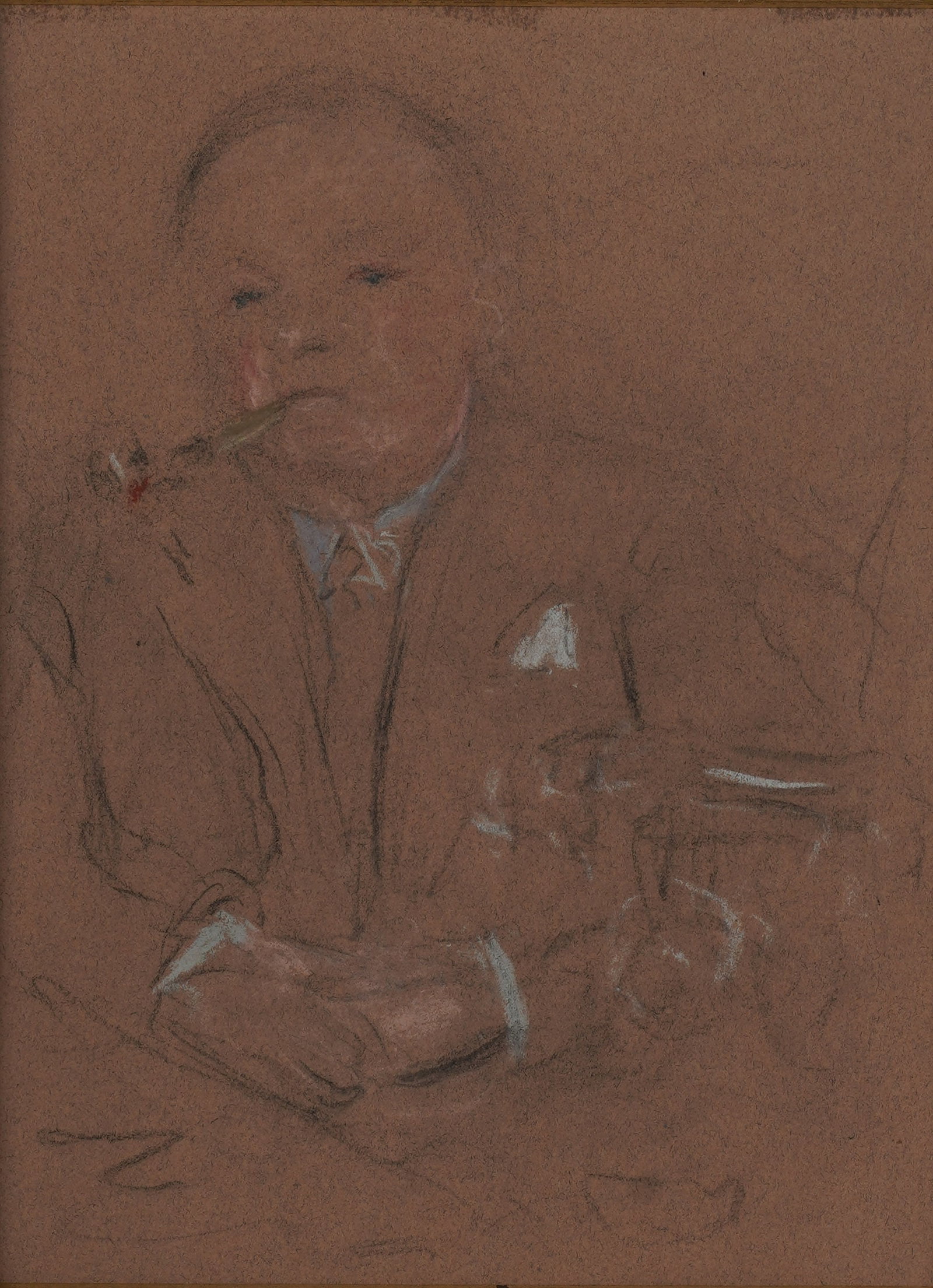 Portrait of a Man Smoking: pastel on paper, dedicated on the verso Sight: 12 1/2 x 9 1/2 in. (31.8 x 24.1 cm.), Frame: 18 x 14 3/4 in. (45.7 x 37.5 cm.)