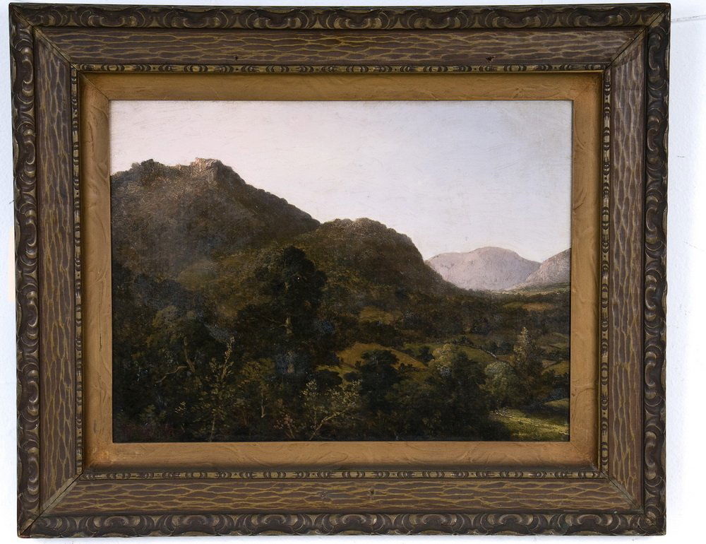 ATTRIBUTED TO WILLIAM KEITH: "MOUNTAIN LANDSCAPE": oil on panel signed lower left 16 x 21 inches