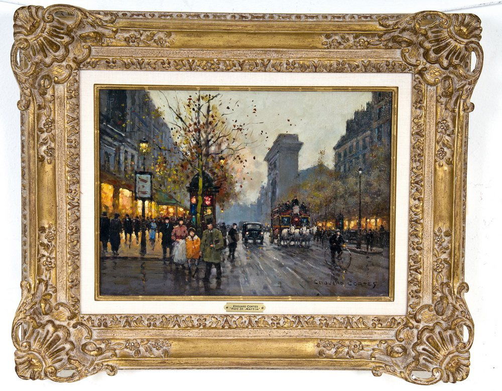 EDOUARD CORTES: "PORT SAINT MARTIN": oil on canvas signed lower right 13 x 18 inches