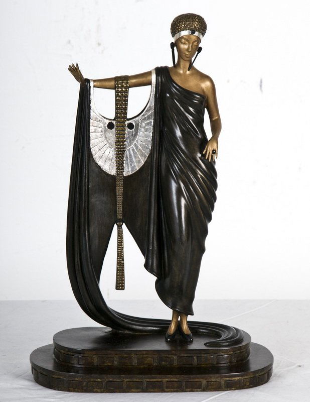 ROMAIN DE TIRTOFF (ERTE): "SOPHISTICATED LADY": patinated bronze sculpture 15 1/2 inches high