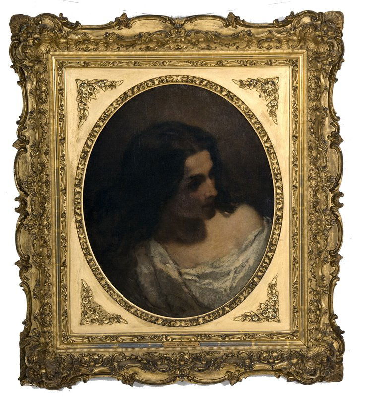 ATTRIB. TO WILLIAM MORRIS HUNT: "PORTRAIT OF A WOMAN": oil on canvas Provenance: Estate of David Copley, La Jolla 22 x 18 inches, oval