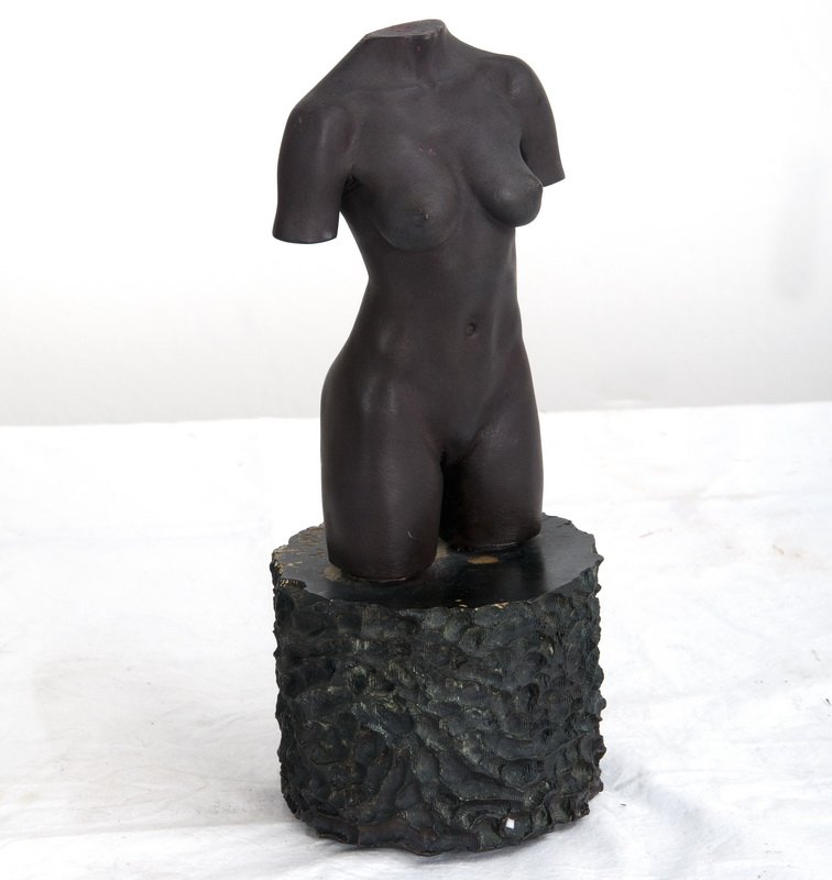ROBERT GRAHAM: "MOCA TORSO": depicting a nude female on sculpted bronze base 10 3/4 inches