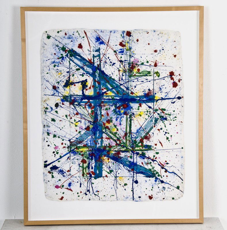 SAM FRANCIS: "BLUE DUST TRACE": monotype signed lower right 31 x 25 inches