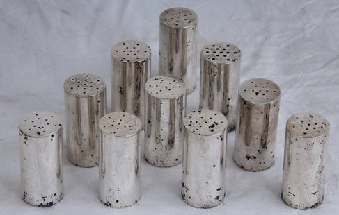 FORTY-FOUR ALAN ADLER STERLING SILVER SALTS: 51 total troy ounces Provenance: The Estate of Dr. Herbert & Mrs. Rita LeRoy Roedling, a William "Billy" Haines commission 2 1/4 inches high