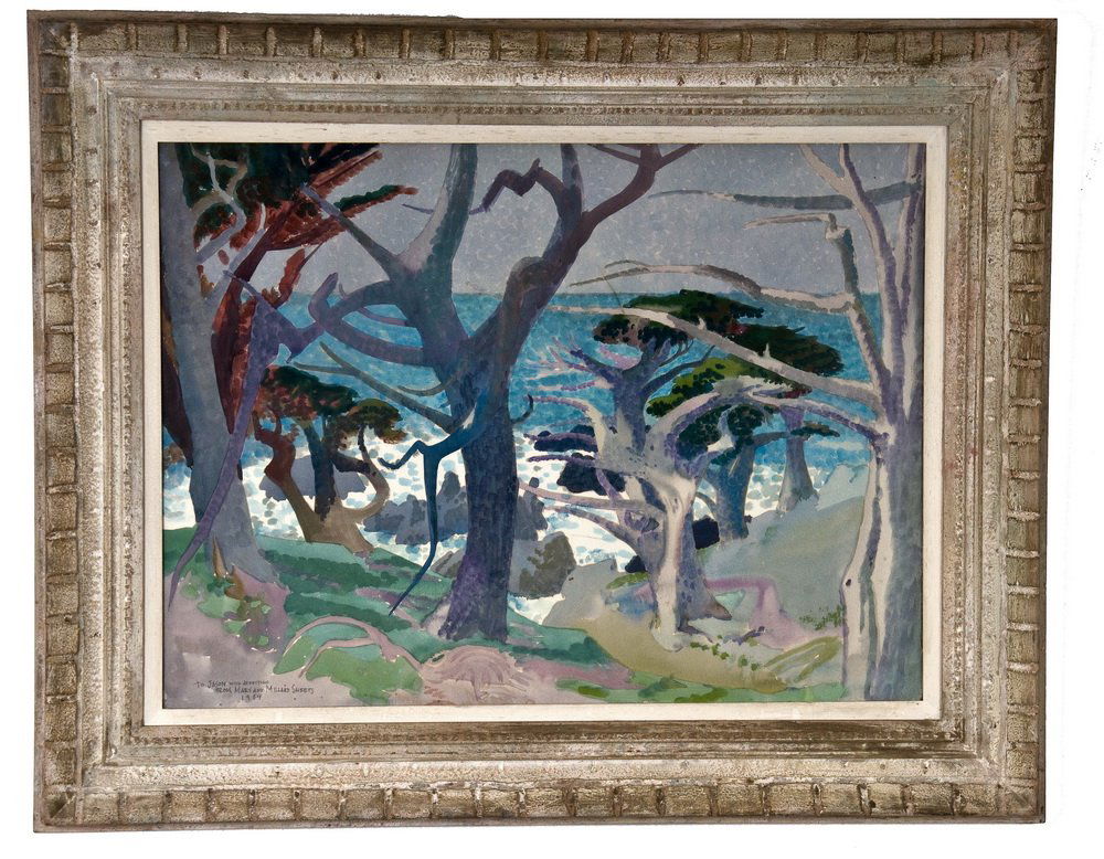 MILLARD SHEETS: "UNTITLED (LANDSCAPE)": circa 1954 watercolor annotated, signed, and dated lower left 22 x 30 inches