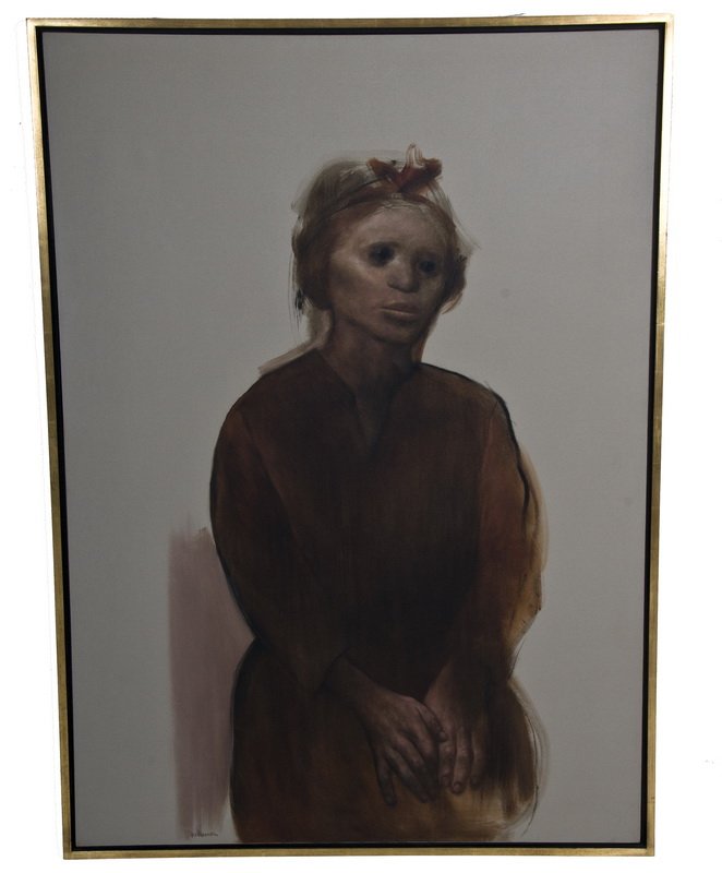 RAFAEL CORONEL: "PORTRAIT OF A WOMAN": oil on canvas signed lower left Provenance: The Estate of Remy L. Chatain, Jr., Pasadena 55 x 39 1/2 inches