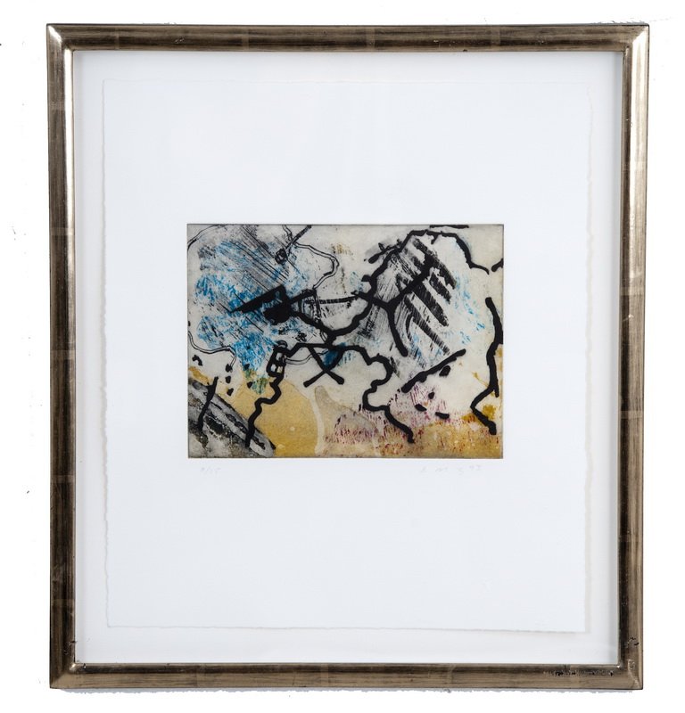 ED MOSES: "KRACKED #5": circa 1993 aquatint edition 16 x 13 inches