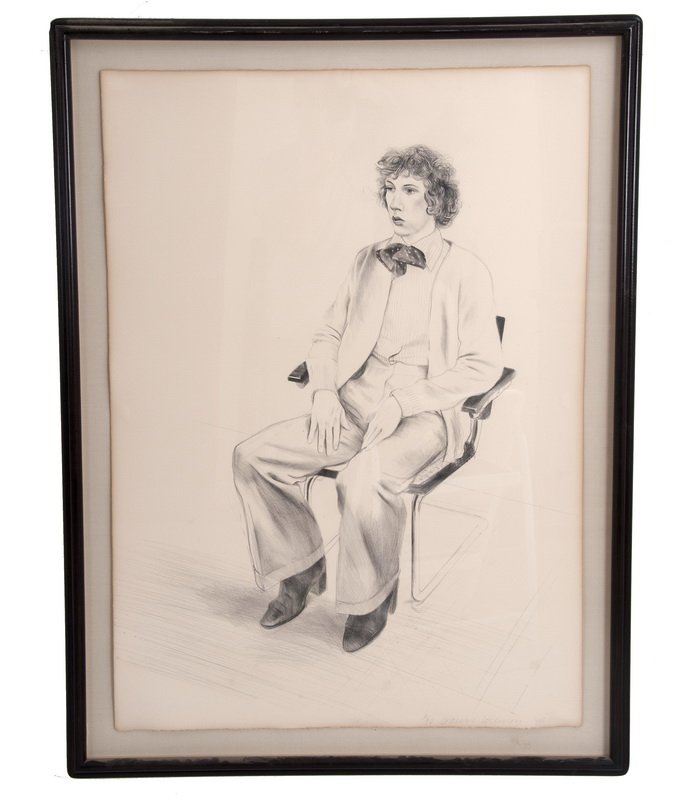 DAVID HOCKNEY: "GREGORY EVANS": from the "Friend" series circa 1976; Scottish Art Council, 176 lithograph signed, dated, and numbered lower right 6/90 Provenance: purchased from Gemini G.E.L., Los Angeles, May 1989 41 1/2 x 29 1/2 i