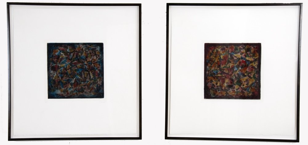 SOL LEWITT: "COLOR & BLACK" (SET OF TWO): circa 1994 aquatint signed lower right numbered lower left 18/25 24 1/2 x 24 inches