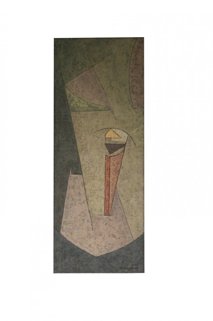 KARL BENJAMIN: "SMALL PERSON": circa 1954 oil on masonite signed and dated lower right signed and titled verso with partial label Provenance: The Estate of Florence Arnold The sale benefiting the Fresno Pacific University Foundatio