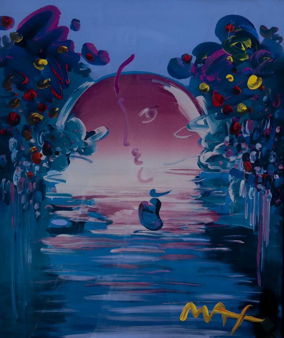 PETER MAX: "RAINFOREST FOUNDATION": circa 1998 mixed media with acrylic and color lithography on paper signed in acrylic lower right with certificate of authenticity (registration No. 90842) Provenance: Park West Gallery, Southfield, Mi