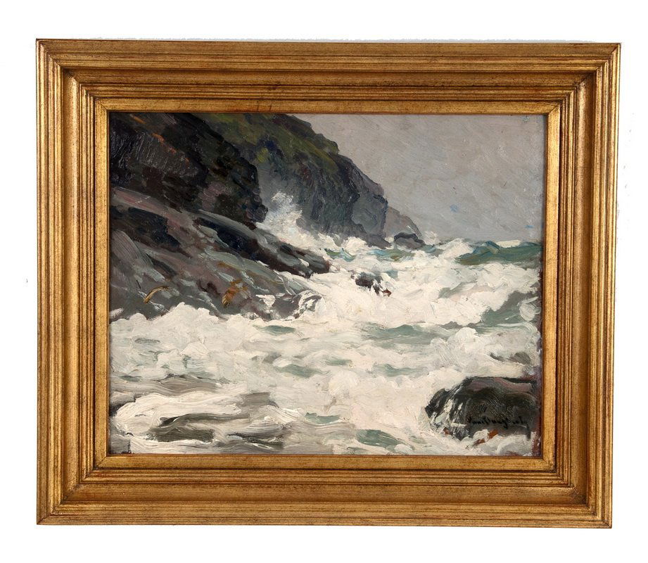 PAUL DOUGHERTY: "GRAY DAY": oil on board signed lower right Condition: treated and revarnished 12 3/4 x 16 inches