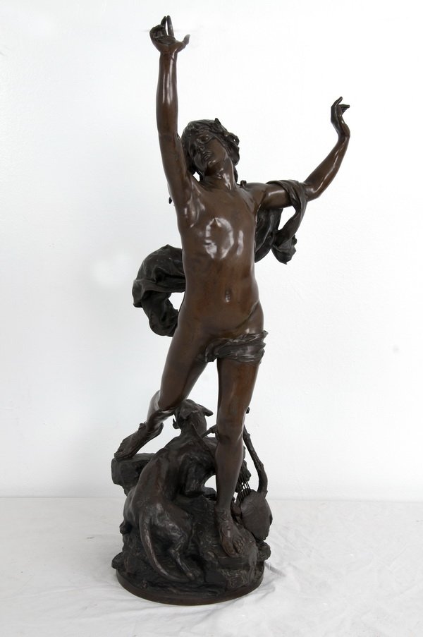 RAOUL VERLE: "LA DOULEUR D'ORPHEE": bronze figure with golden brown patina Barbedienne Foundry, Paris 39 1/2 inches high