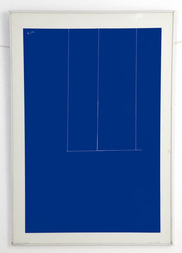 ROBERT MOTHERWELL: "LONDON SERIES 1: UNTITLED (BLUE)": screenprint on paper; pencil signed and numbered lower right 51/150 36 x 24 1/4 inches