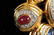 DAVID WEBB: 18K, EMERALD, RUBY, SAPPHIRE, & DIAMOND PIN - 3