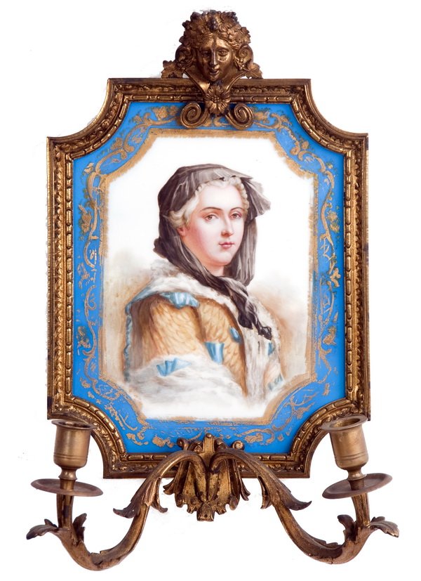 SEVRES PORCELAIN & BRONZE MOUNTED TWO-LIGHT WALL SCONCE (1 of 5)