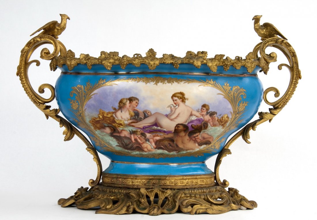 FRENCH PORCELAIN & BRONZE CENTER BOWL (1 of 3)
