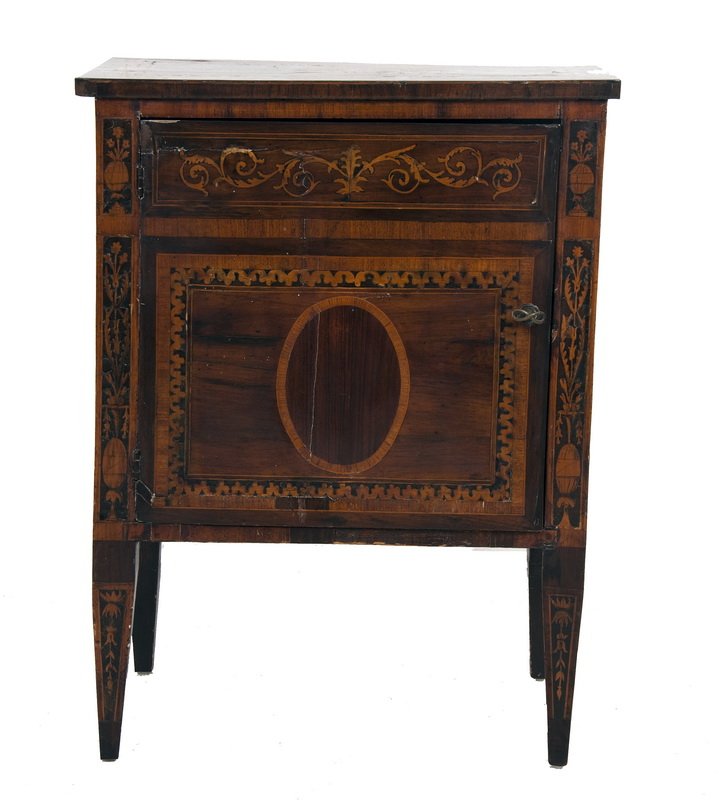 ITALIAN NEOCLASSICAL WALNUT & MARQUETRY SIDE CABINET (1 of 5)