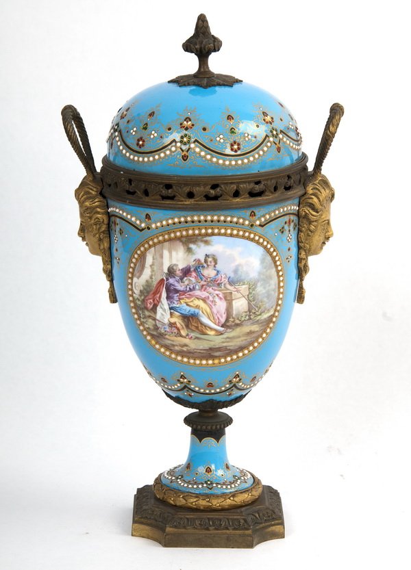 SEVRES PORCELAIN COVERED URN (1 of 6)